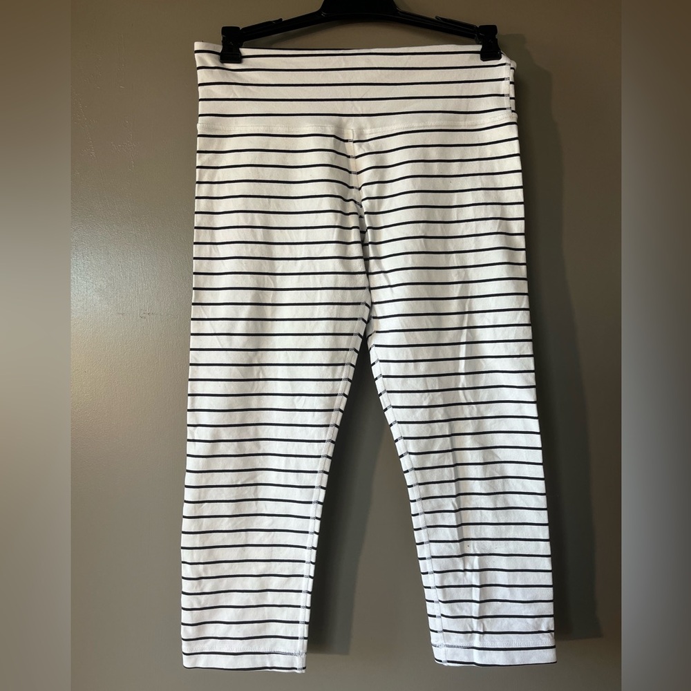 Lululemon Athletica Black and White Striped Leggings